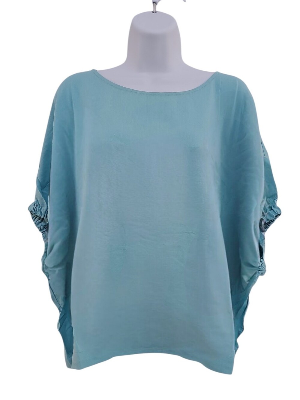 Zenana Womens Oversized Boatneck Top Blue Plus Size S M L XL New Short Sleeve